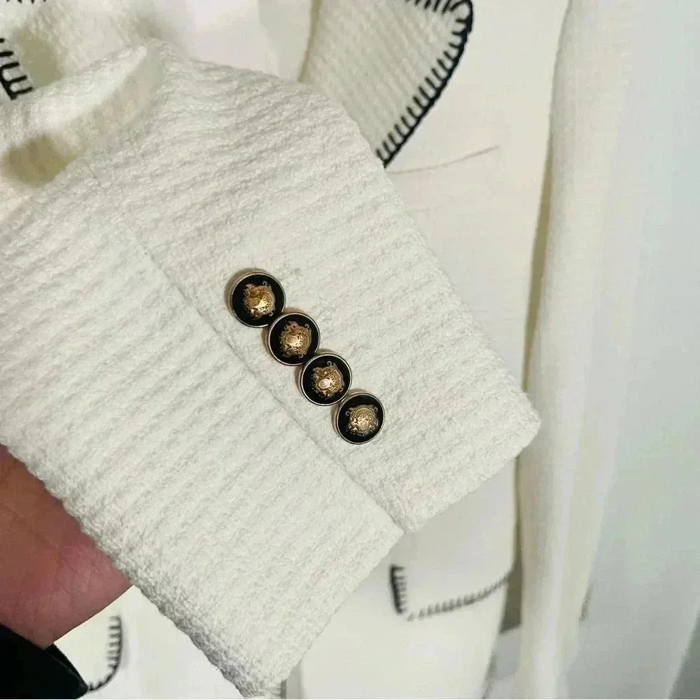 NWT Zara Seamed Straight-Cut Blazer Oyster White - Picture 6 of 8